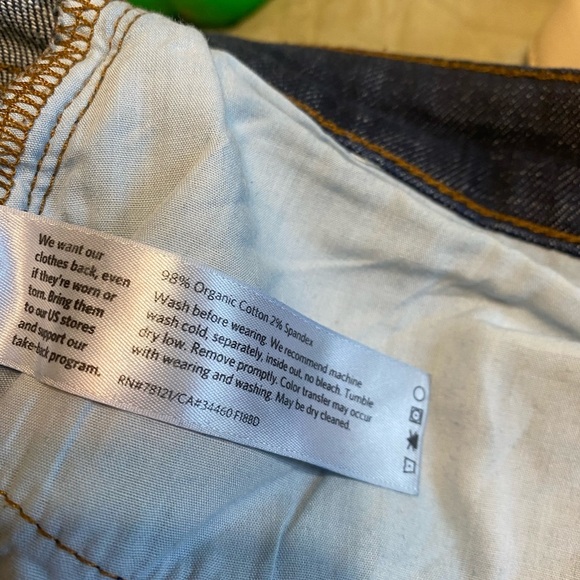 Eileen Fisher dark wash jeans with raw hem - Picture 3 of 5